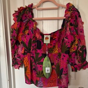 Farm Rio Women's Pink Floral Top